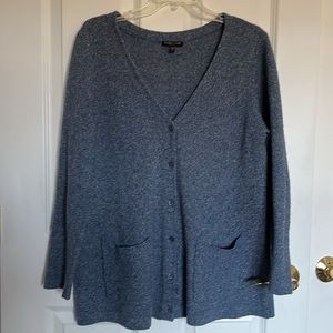 Eileen Fisher Wool/Silk  Button Front Cardigan PL